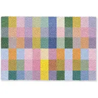 MuchoWow Deurmat 90x60 cm - Droogloopmat Blokken - Vierkant - Patroon - Gekleurd - Mat voor binnen - Schoonloopmat - Deurmatten met print - Inloopmat