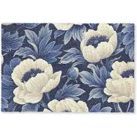 MuchoWow Deurmat 60x40 cm - Droogloopmat Bloemen - Patroon - Blauw - Wit - Mat voor binnen - Schoonloopmat - Deurmatten met print - Inloopmat