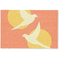 MuchoWow Deurmat 60x40 cm - Droogloopmat Vogels - Cirkels - Geel - Mat voor binnen - Schoonloopmat - Deurmatten met print - Inloopmat