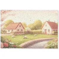 MuchoWow Deurmat 90x60 cm - Droogloopmat Schapen - Huisje - Platteland - Mat voor binnen - Schoonloopmat - Deurmatten met print - Inloopmat