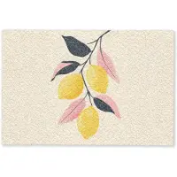 MuchoWow Deurmat 60x40 cm - Droogloopmat Citroenen - Felgeel - Tak - Bladeren - Mat voor binnen - Schoonloopmat - Deurmatten met print - Inloopmat