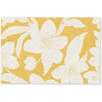 MuchoWow Deurmat 60x40 cm - Droogloopmat Bloemen - Patroon - Geel - Wit - Mat voor binnen - Schoonloopmat - Deurmatten met print - Inloopmat