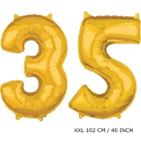 TGL Mega grote XXL gouden folie ballon cijfer 35 jaar. leeftijd verjaardag 35 jaar. 102 cm 40 inch. Met rietje om ballonnen mee op te blazen.