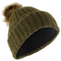 P.A.C. - Women's Jona Pompom Beanie - Muts One Size, olijfgroen