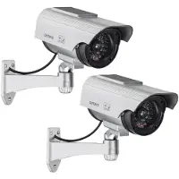 Hi Dummy camera - 2x - met solar - realistisch design - IP44 - inclusief bevestiging - 7,5 x 22 cm