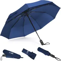 Sunflake Stormparaplu Opvouwbaar - Stormbestendig tot 140km/u - Automatisch Uitklapbaar - Incl. Beschermhoes en Reisetui - Blauw -