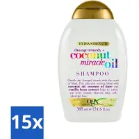 OGX 15 x - Coconut Miracle Oil - Shampoo - Voor Droog & Beschadigd Haar - 385 ml - Droog Haar - Beschadigd Haar - Kokosolie Shampoo - Haar Herstel - Haar Verzorging