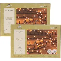 Anna's Collection Kerstverlichting LED Ivy - 2x - 500 leds - 1200 cm- warm wit - dimmer - kerstboomverlichting