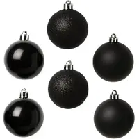 COSY&TRENDY Cosy & Trendy Kerstballen - 24x st - zwart - 8 cm - kunststof - kerstversiering - kerstboomversiering