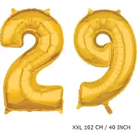 TGL Mega grote XXL gouden folie ballon cijfer 29 jaar. leeftijd verjaardag 29 jaar. 102 cm 40 inch. Met rietje om ballonnen mee op te blazen.