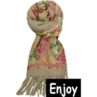 Zaza'z sjaal - taupe -geborduurd paisley -nieuw- trendy-prachtige sjaal /stola
