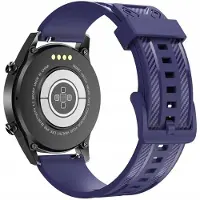 Spacecase Horlogeband 22Mm Blauw Leer Voor Apple Watch 1 2 3 4 5 6 Se