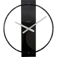 Nextime NE-3195ZW Wandklok 50.8x58.2x4.3, Hout/Steel, Zwart