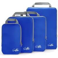 Sunflake Packing Cubes met Compressierits - Set van 4 Compressie Cubes voor Backpack en Koffer - Compression - Blauw -