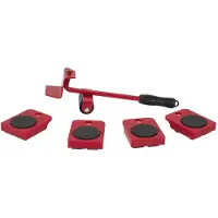 Home Deco Factory Meubelverhuisset - 10x stuks - metaal - rood - wieltjes - met antislip