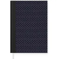 MuchoWow Notitieboek - Schrijfboek - Plaid - Patroon - Visgraad - Blauw - Notitieboekje klein - A5 formaat - Schrijfblok