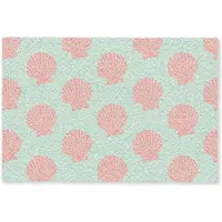 MuchoWow Deurmat 60x40 cm - Droogloopmat Schelpen - Patroon - Roze - Blauw - Zomer - Mat voor binnen - Schoonloopmat - Deurmatten met print - Inloopmat