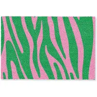 MuchoWow Deurmat 60x40 cm - Droogloopmat Zebraprint - Roze - Groen - Dierenprint - Kleurrijk - Mat voor binnen - Schoonloopmat - Deurmatten met print - Inloopmat