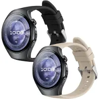 Kwmobile 2x horlogebandjes geschikt voor Huawei Watch 5 42mm bandje - Smartwatch bandjes van TPU - Activity tracker horloge band in zwart / beige