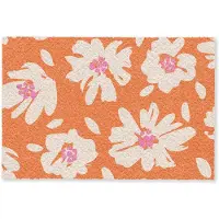 MuchoWow Deurmat 90x60 cm - Droogloopmat Bloemen - Oranje - Beige - Roze - Abstract - Mat voor binnen - Schoonloopmat - Deurmatten met print - Inloopmat