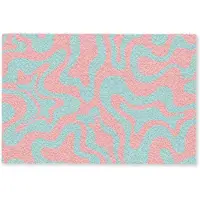 MuchoWow Deurmat 60x40 cm - Droogloopmat Abstract - Patroon - Blauw - Roze - Kleurrijk - Mat voor binnen - Schoonloopmat - Deurmatten met print - Inloopmat