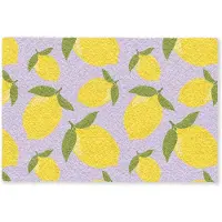 MuchoWow Deurmat 60x40 cm - Droogloopmat Citroenen patroon - Geel - Paars - Patroon - Vruchten - Mat voor binnen - Schoonloopmat - Deurmatten met print - Inloopmat