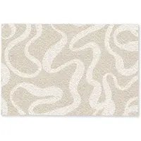 MuchoWow Deurmat 60x40 cm - Droogloopmat Lijnen - Abstract - Beige - Wit - Minimalistisch - Mat voor binnen - Schoonloopmat - Deurmatten met print - Inloopmat