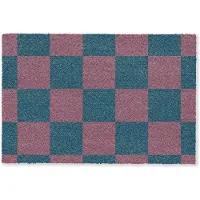 MuchoWow Deurmat 90x60 cm - Droogloopmat Schaakbord print - Blauw - Rood - Blokjes - Mat voor binnen - Schoonloopmat - Deurmatten met print - Inloopmat