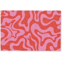 MuchoWow Deurmat 90x60 cm - Droogloopmat Abstract - Patroon - Rood - Roze - Minimalistisch - Mat voor binnen - Schoonloopmat - Deurmatten met print - Inloopmat