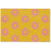 MuchoWow Deurmat 60x40 cm - Droogloopmat Zonnen - Roze - Geel - Zomer - Mat voor binnen - Schoonloopmat - Deurmatten met print - Inloopmat