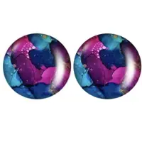 Charme Bijoux Clip oorbellen- Violetta -2 cm -Blauw Roze- geen gaatje-