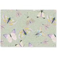 MuchoWow Deurmat 60x40 cm - Droogloopmat Vlinders - Insecten - Groen - Kleurrijk - Mat voor binnen - Schoonloopmat - Deurmatten met print - Inloopmat