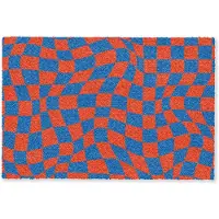 MuchoWow Deurmat 60x40 cm - Droogloopmat Golvende vakjes - Blauw - Rood - Abstract - Mat voor binnen - Schoonloopmat - Deurmatten met print - Inloopmat