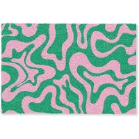 MuchoWow Deurmat 90x60 cm - Droogloopmat Abstract - Patroon - Groen - Roze - Kleurrijk - Mat voor binnen - Schoonloopmat - Deurmatten met print - Inloopmat