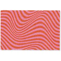 MuchoWow Deurmat 90x60 cm - Droogloopmat Golvend patroon - Rood - Roze - Lijnen - Mat voor binnen - Schoonloopmat - Deurmatten met print - Inloopmat