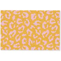 MuchoWow Deurmat 60x40 cm - Droogloopmat Panterprint - Oranje - Roze - Dierenprint - Mat voor binnen - Schoonloopmat - Deurmatten met print - Inloopmat
