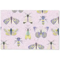 MuchoWow Deurmat 60x40 cm - Droogloopmat Insecten - Vlinders - Patroon - Roze - Kleurrijk - Mat voor binnen - Schoonloopmat - Deurmatten met print - Inloopmat