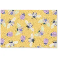MuchoWow Deurmat 90x60 cm - Droogloopmat Insecten - Patroon - Geel - Paars - Kleurrijk - Mat voor binnen - Schoonloopmat - Deurmatten met print - Inloopmat