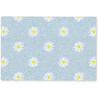 MuchoWow Deurmat 60x40 cm - Droogloopmat Madeliefjes - Pastel - Wit - Blauw - Bloemen - Mat voor binnen - Schoonloopmat - Deurmatten met print - Inloopmat