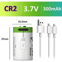 Smartoools Oplaadbare Li-ion CR2 Batterijen 3.7V - USB-C - 300 mAh - Duurzame Keuze - Lithium CR2 batterij accu - 2 stuks