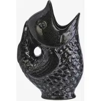 Madam Stoltz - Stoneware Vis Vaas / Karaf - Zwart