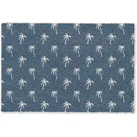 MuchoWow Deurmat 60x40 cm - Droogloopmat Palmboom patroon - Blauw - Beige - Zomer - Mat voor binnen - Schoonloopmat - Deurmatten met print - Inloopmat