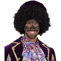 Witbaard Pieten pruik - zwart kroeshaar - Afro verkleed pruik - Pietenpruiken - grote bos krullen
