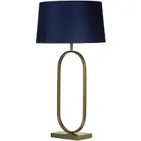 Searchlight Tafellamp Modish brons met blauwe kap