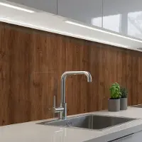 KitchenYeah Keuken achterwand 200x60 cm - Spatscherm zelfklevend Hardhout - Patronen - Bruin - Muurbeschermer - Spatwand fornuis