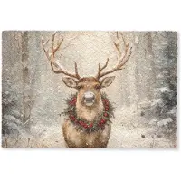 MuchoWow Deurmat 60x40 cm - Droogloopmat Kerst - Rendier - Winter - Krans - Mat voor binnen - Schoonloopmat - Deurmatten met print - Inloopmat