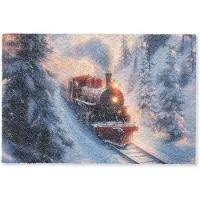 MuchoWow Deurmat 90x60 cm - Droogloopmat Kersttrein - Sneeuw - Winter - Kerst - Mat voor binnen - Schoonloopmat - Deurmatten met print - Inloopmat