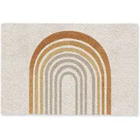 MuchoWow Deurmat 60x40 cm - Droogloopmat Minimalistisch - Boog - Lijnen - Beige - Mat voor binnen - Schoonloopmat - Deurmatten met print - Inloopmat