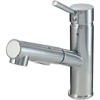 Kadax GOSPO Keukenkraan, eengreepsmengkraan in drie kleurversies, uittrekbare wastafelarmatuur van messing, kraan voor keuken of badkamer, mengkraan (chroom)