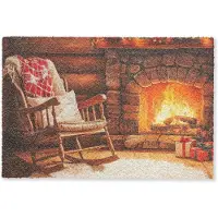 MuchoWow Deurmat 90x60 cm - Droogloopmat Winter - Kerst - Huis - Openhaard - Mat voor binnen - Schoonloopmat - Deurmatten met print - Inloopmat